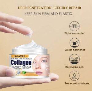  Крем Lgramer Collagen против бръчки, крем за очи, хидратиращ крем за лице,лифтинг на лице против стареене, подхранващ и възстановяващ, колагенов стимулатор 60  грама