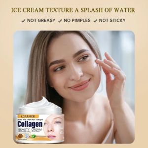  Крем Lgramer Collagen против бръчки, крем за очи, хидратиращ крем за лице,лифтинг на лице против стареене, подхранващ и възстановяващ, колагенов стимулатор 60  грама