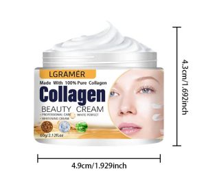  Крем Lgramer Collagen против бръчки, крем за очи, хидратиращ крем за лице,лифтинг на лице против стареене, подхранващ и възстановяващ, колагенов стимулатор 60  грама