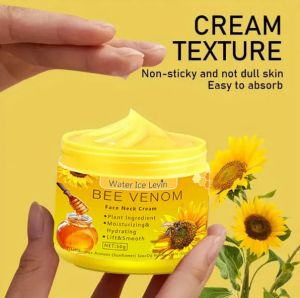 Крем Bee Venom Water Ice Levin за шия с пчелна отрова, хидратиращ, за подобряване на увисването, за намаляване на фините линии, за възстановяване на увредена кожа, за лице, подхранваща грижа за кожата  50 грама 