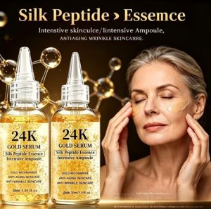  24K Златен серум с пептидна есенция и грижа за кожата, с колаген и пептиден комплекс | Стягане и изтъняване на кожата, 72-часова хидратация, прави кожата ви по-млада и по-здрава 30 мл.