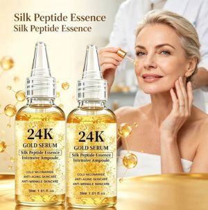  24K Златен серум с пептидна есенция и грижа за кожата, с колаген и пептиден комплекс | Стягане и изтъняване на кожата, 72-часова хидратация, прави кожата ви по-млада и по-здрава 30 мл.