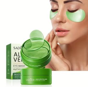  SADOER Aloe Vera Collagen Crystal Eye Mask, хидратираща и освежаваща маска за очи, богата на растителен сквалан, без алкохол, идеална за всички типове кожа, подхранваща грижа за очите | Освежаваща маска за очи | Хидратираща формула  60 броя