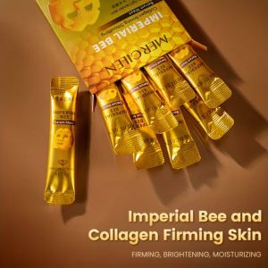 Mercilen Imperial Bee Emperor протеинова маска с прополис, съдържаща никотинамид, хиалуронова киселина и растителен сквалан, дълбоко почиства, хидратира и изсветлява лицето, светлобежова, за по-младо изглеждаща кожа, преносим размер за пътуване, грижа за