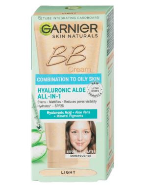 GARNIER SKIN NATURALS HYALURONIC ALOE BB SPF25 Light тониращ дневен крем за лице за смесена до мазна кожа светъл нюанс 50 мл