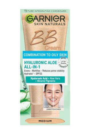 Garnier Skin Naturals BB крем за лице Hyaluronic Aloe Oil free, Medium,Spf 25  50 ml