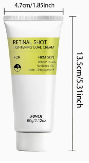  Retinal Shot Dual Cream, хидратиращ крем за лице с 0.05% ретинол, 5% пантенол и ацетил хексапептид-8, лек ежедневен крем за лице за мека и гладка кожа 60 грама