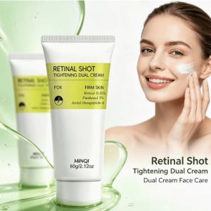  Retinal Shot Dual Cream, хидратиращ крем за лице с 0.05% ретинол, 5% пантенол и ацетил хексапептид-8, лек ежедневен крем за лице за мека и гладка кожа 60 грама