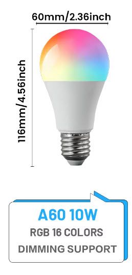 RGB LED КРУШКА С ДИСТАНЦИОННО УПРАВЛЕНИЕ  Е 27 - 220 V 6000К   A60 10W 