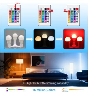 RGB LED КРУШКА С ДИСТАНЦИОННО УПРАВЛЕНИЕ  Е 27 - 220 V 6000К   A60 10W 